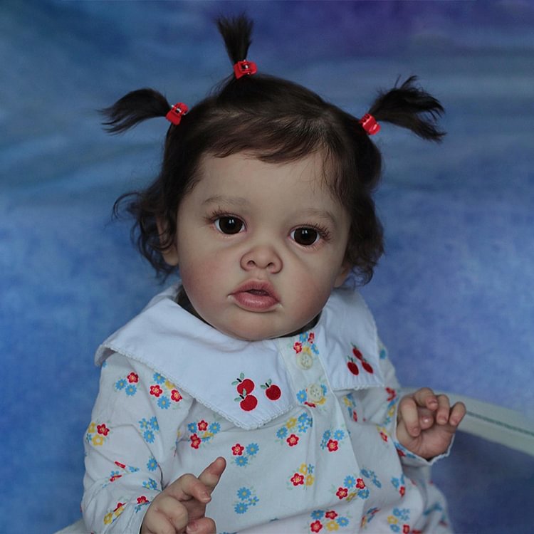  22" Real Touch Reborn Realistic Toddler Adorable Baby Doll Girl Adelaide With Hand-rooted Curly Brown Hair - Reborndollsshop®-Reborndollsshop®