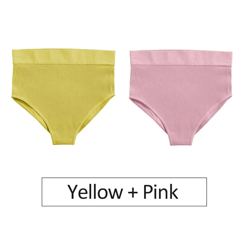 2PCS/Set Women's Panties High Waist Seamless Underwear Female Underpants Woman Sexy Briefs Ladies Panties Intimates Lingerie