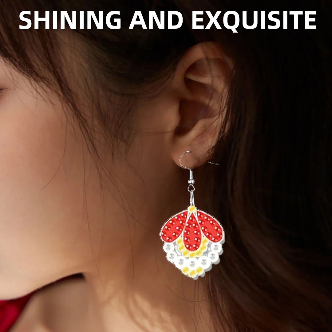 12 Pairs Flower Diamond Painting Earrings DIY Diamond Art Earrings for Adults