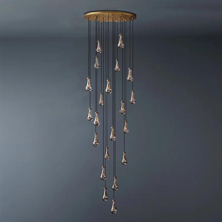 Rain Round Glass Chandelier 47" Vjlight