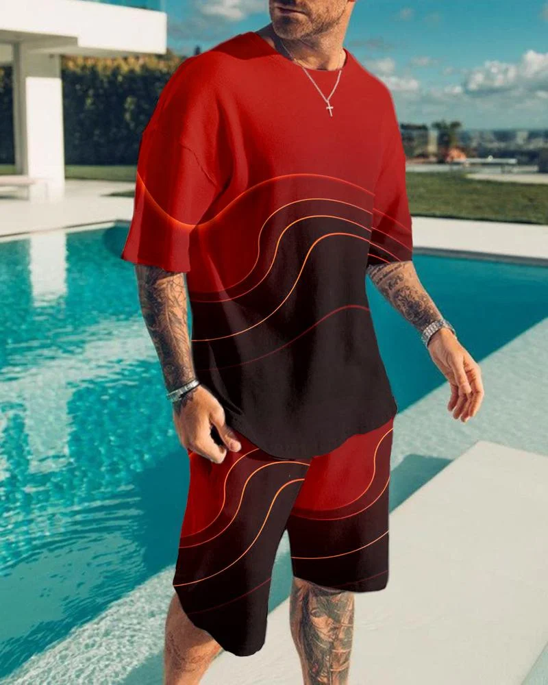 Men's Abstract Gesture Short Sleeve Suits-040802