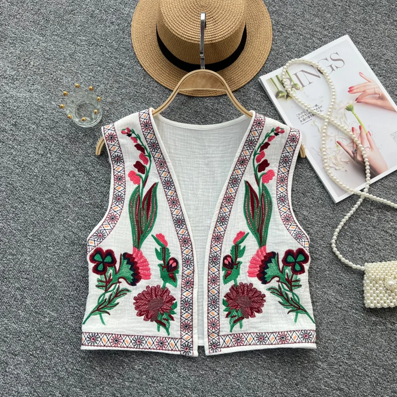 Ueong National Wind Outside The Cardigan Thin Heavy Industry Embroidery Small Embroidery Foreign Style Versatile Short Jacket Female Summer