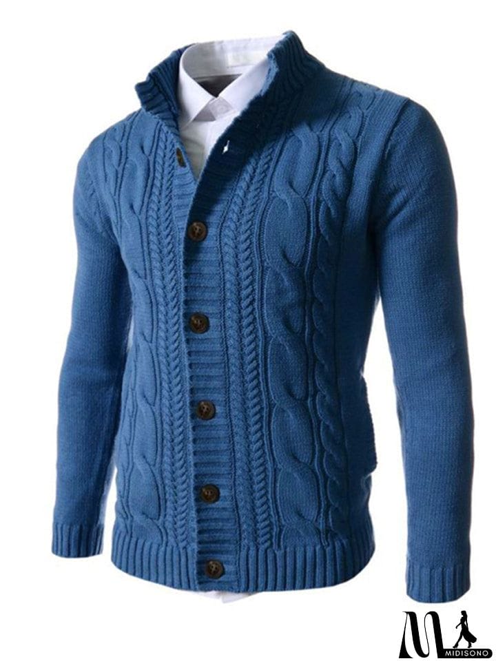 MidiSono - New Casual Buttons-Up Sweater For Men