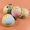 Round Pincushions with Wooden Base Sewing Pin Cushion (Random color) tapestrymarket