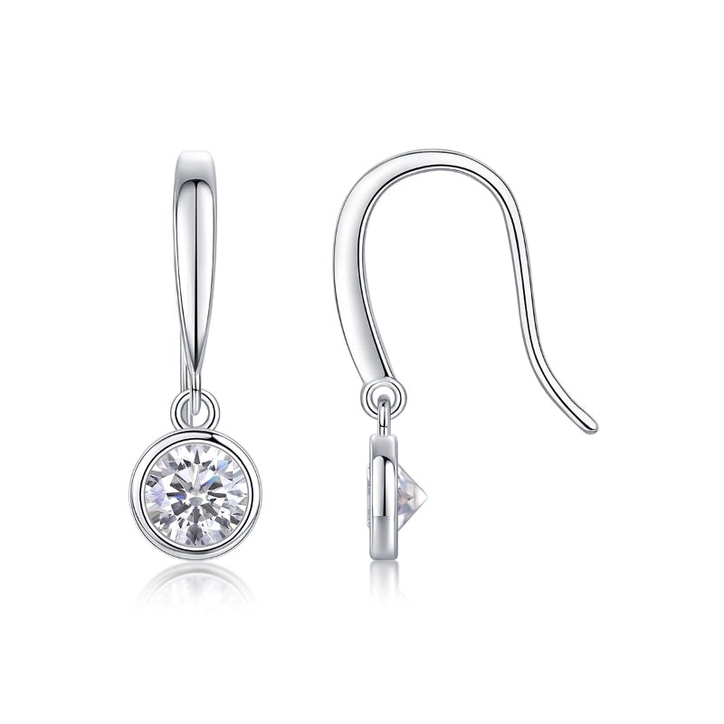 1 Pair 925 Sterling Silver Moissanite Geometric Drop Earrings