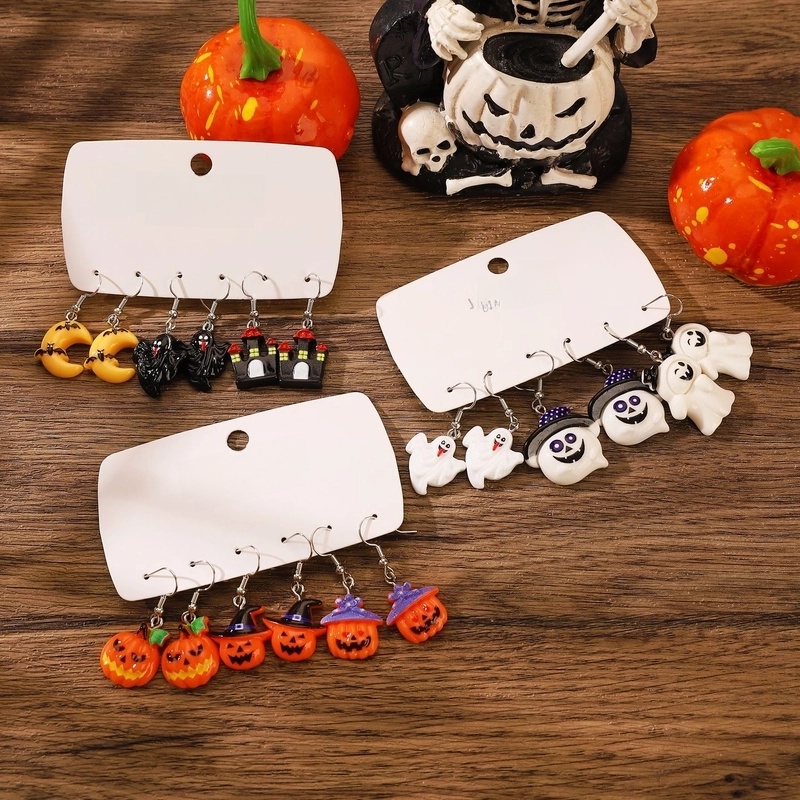 1 Set Halloween Minimalist Classic Style Pumpkin Enamel Resin Drop Earrings