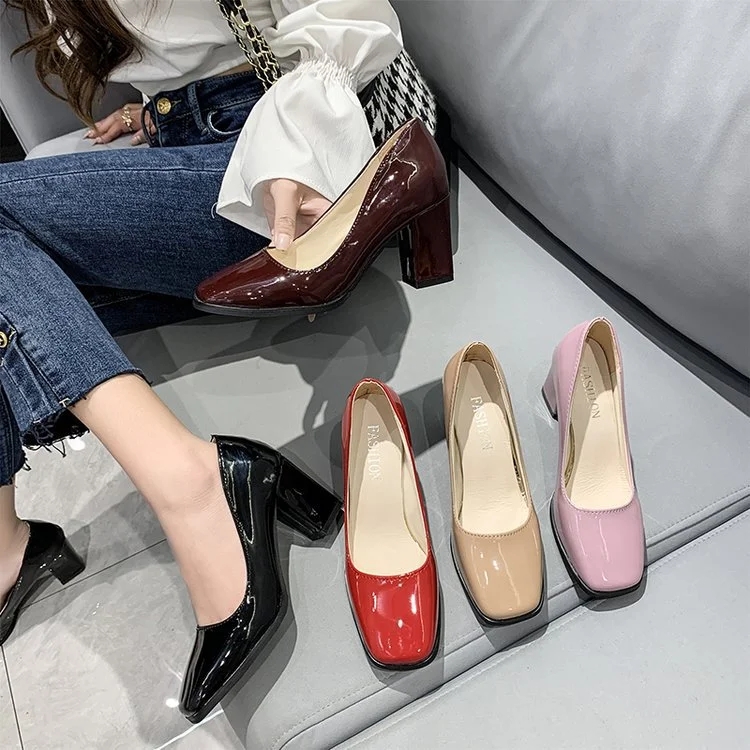 Churchf Churchf Heel Casual Women's Shoes Spring 2024 New Fashion Square Head Square Root High Heel 4243 Large Size Women's Shoes