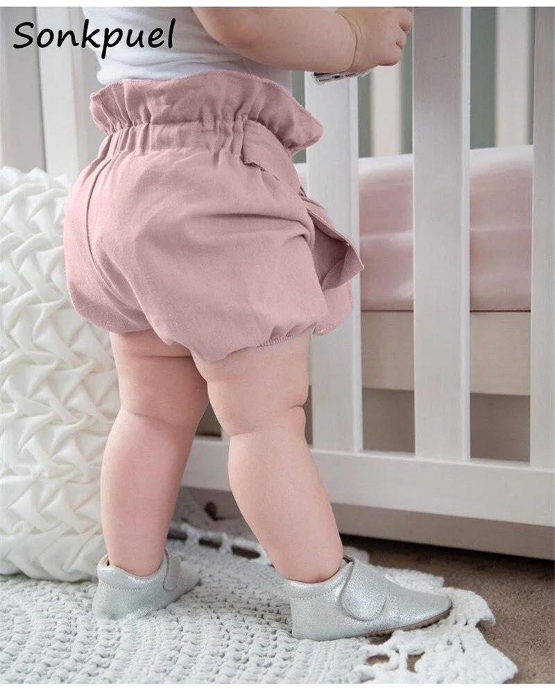 2021 Summer Baby Girls Shorts Bow Knot Ruffle Bread Lanterns Shorts Big PP Pants Girl Shorts Summer Toddler Clothing