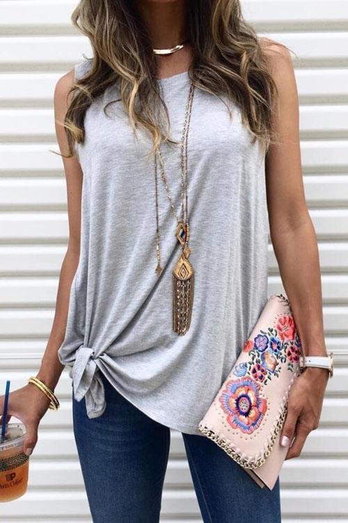 Sleeveless Tie Knot Waist Waistcoat Top
