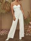 White Color Lace Spaghetti-Neck Bandeau Wedding Jumpsuits
