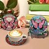 8pcs Butterfly DIY Diamond Painting Coasters Kits with Holder Wooden Coaster