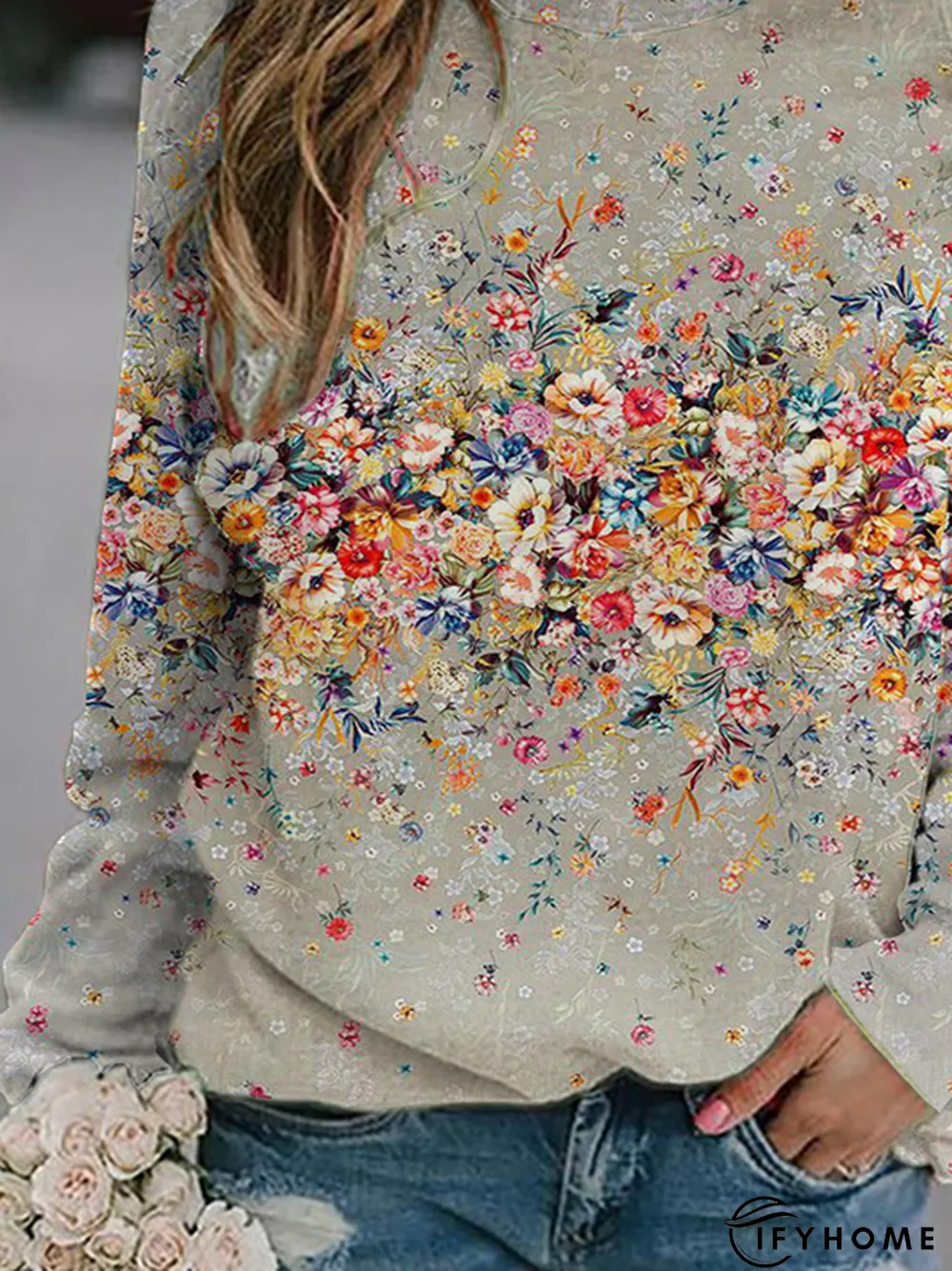 Plus Size Floral Pastoral Sweatshirt | IFYHOME