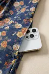 Women's Blue Retro Design Floral Print Bow Tie Pleated Loose Denim Romper