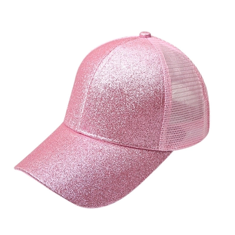 Women’s Fashion Solid Color Sequins Curved Eaves Baseball Cap