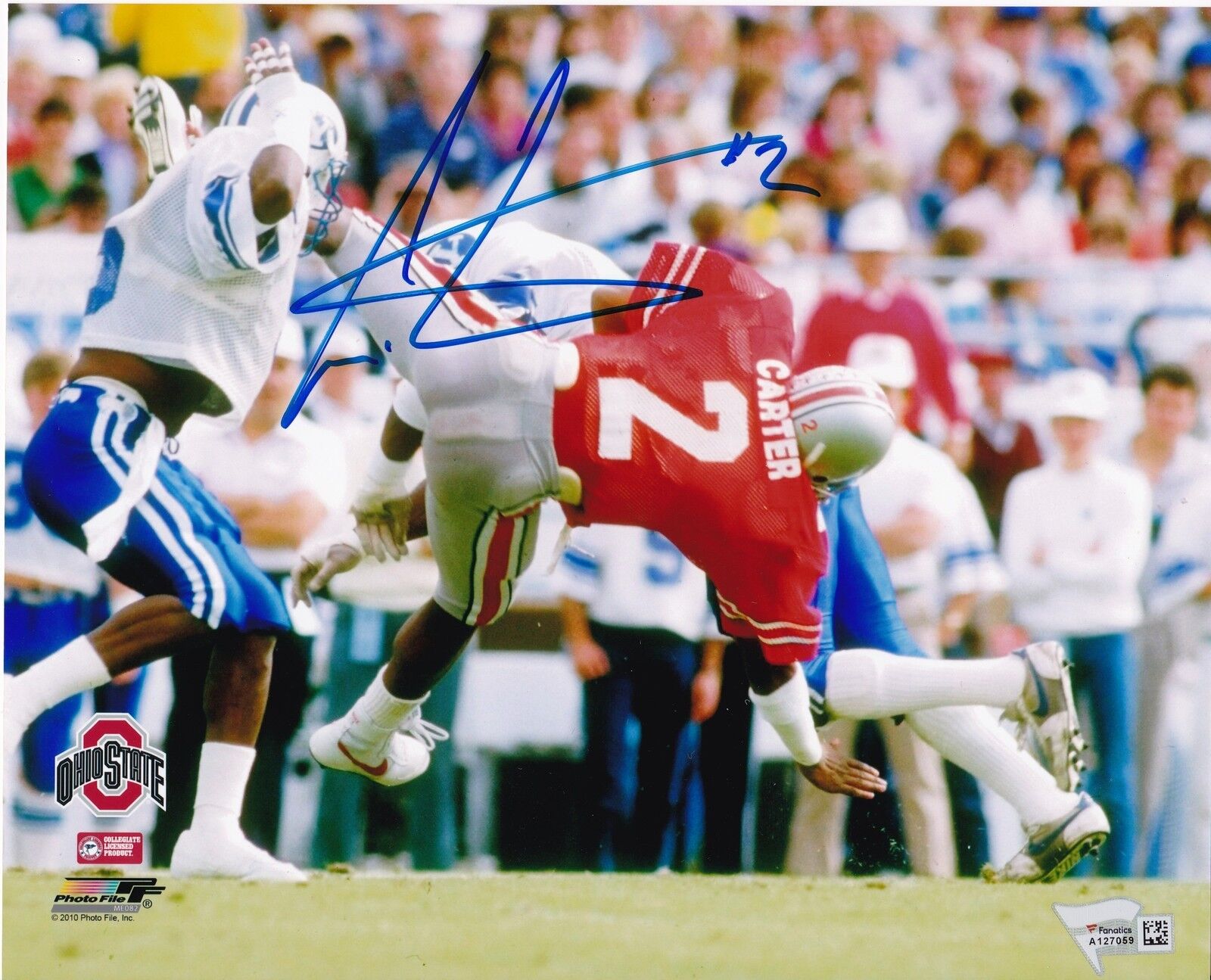 CRIS CARTER OHIO STATE BUCKEYES ACTION SIGNED 8x10