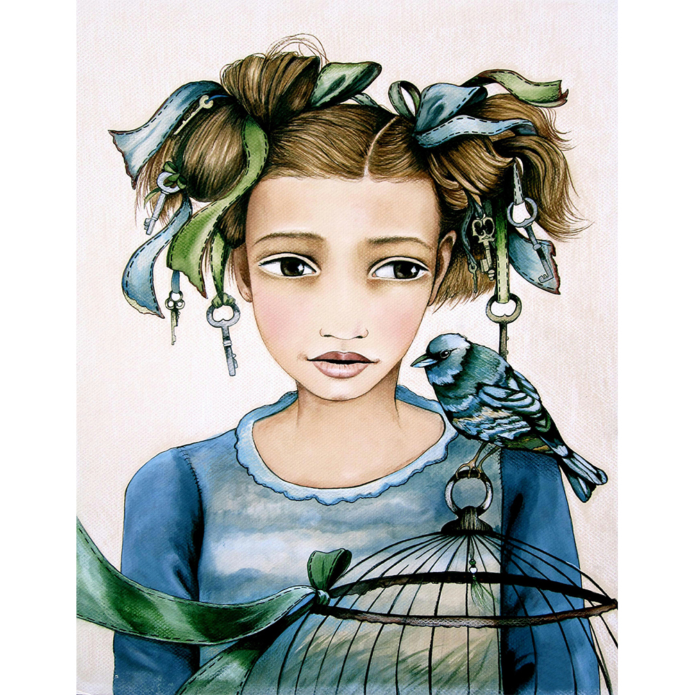 

Blue Girl-Round Drill Diamond Painting-40*50CM, 501 Original