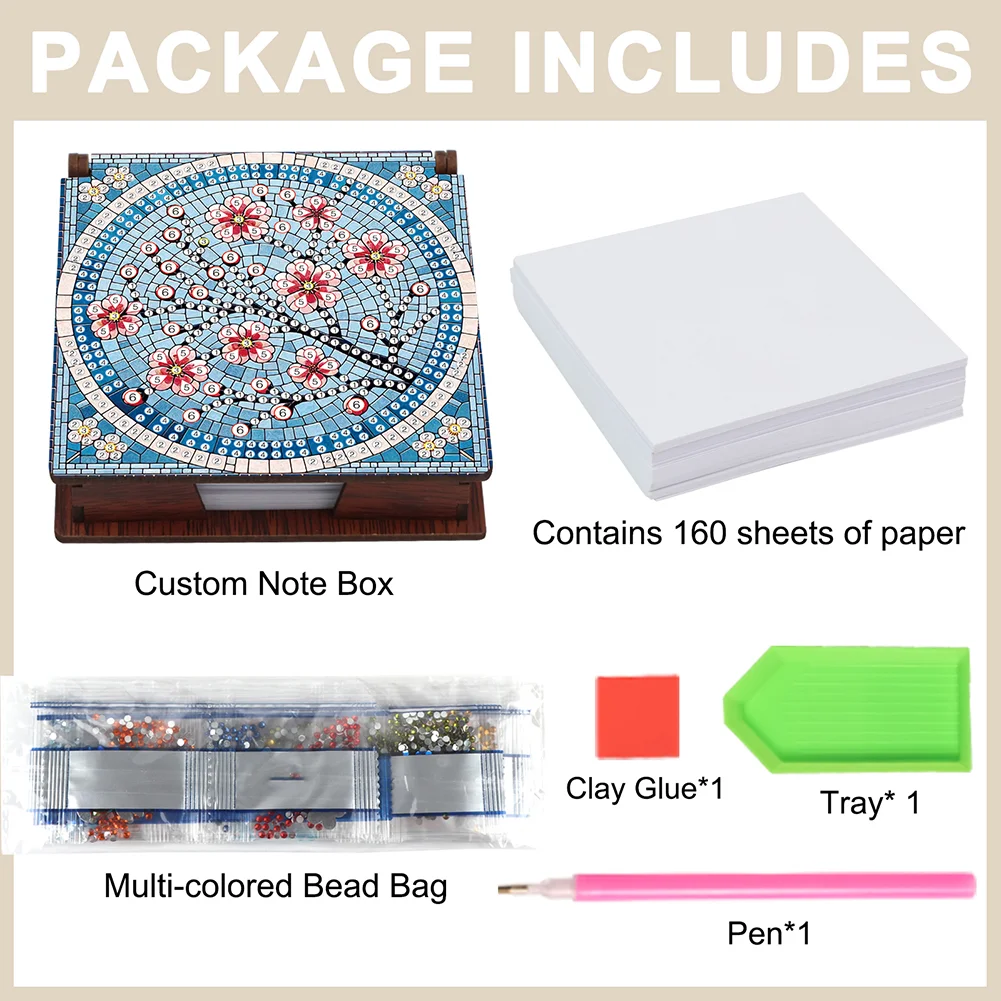 DIY Flower Diamond Painting Note Box Paper 160 Sheets of Paper for DIY Art Craft