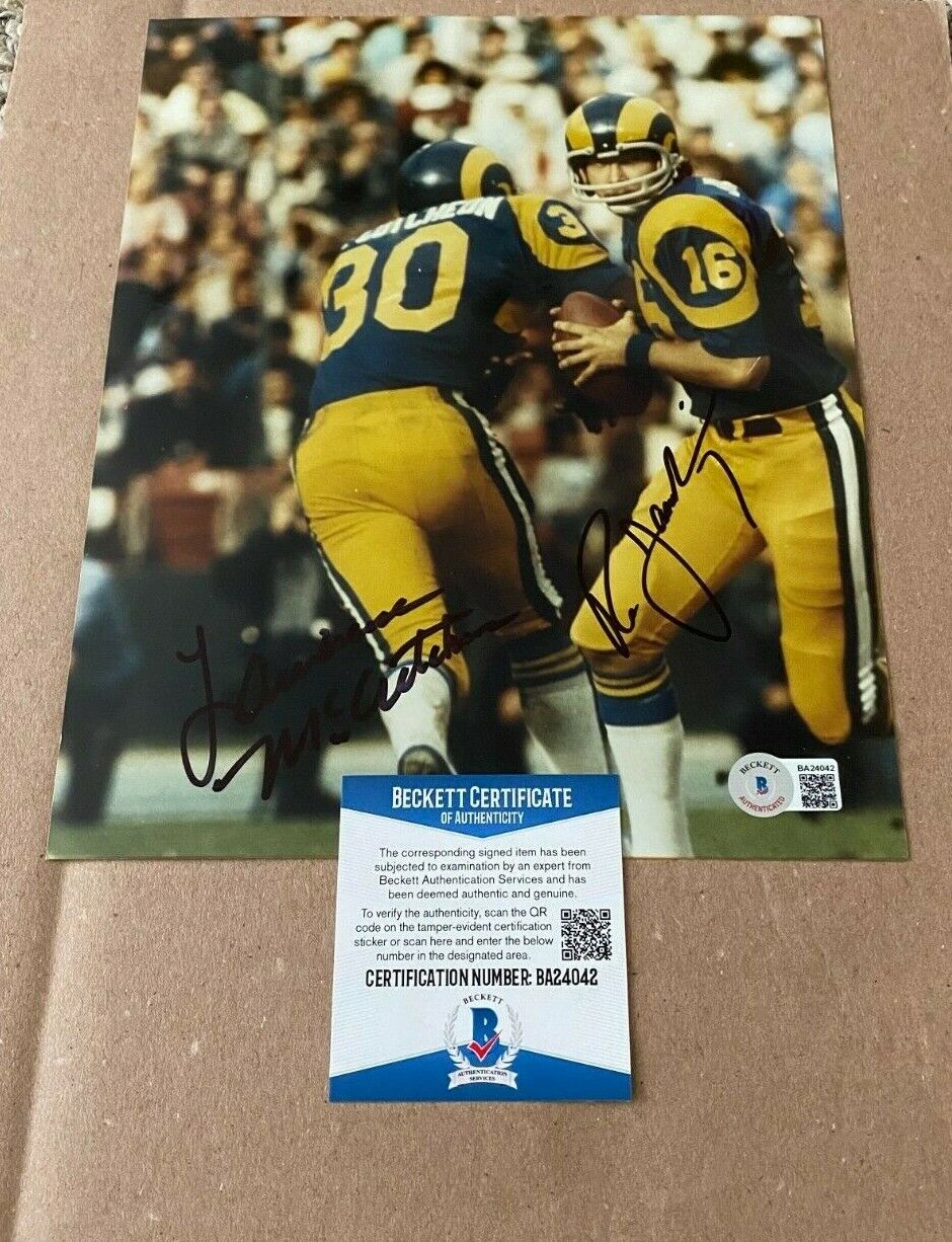 LAWRENCE MCCUTCHEON-RON JAWORSKI SIGNED RAMS 8X10 Photo Poster painting BECKETT CERTIFIED BAS