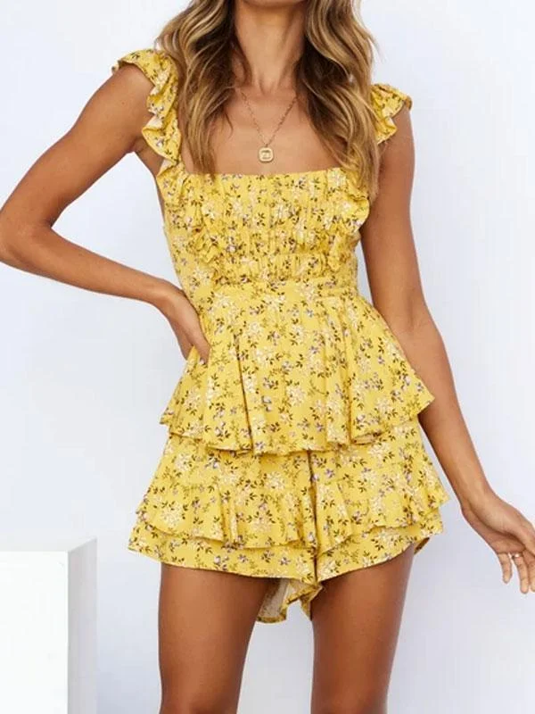 Lightweigh yellow print playsuit