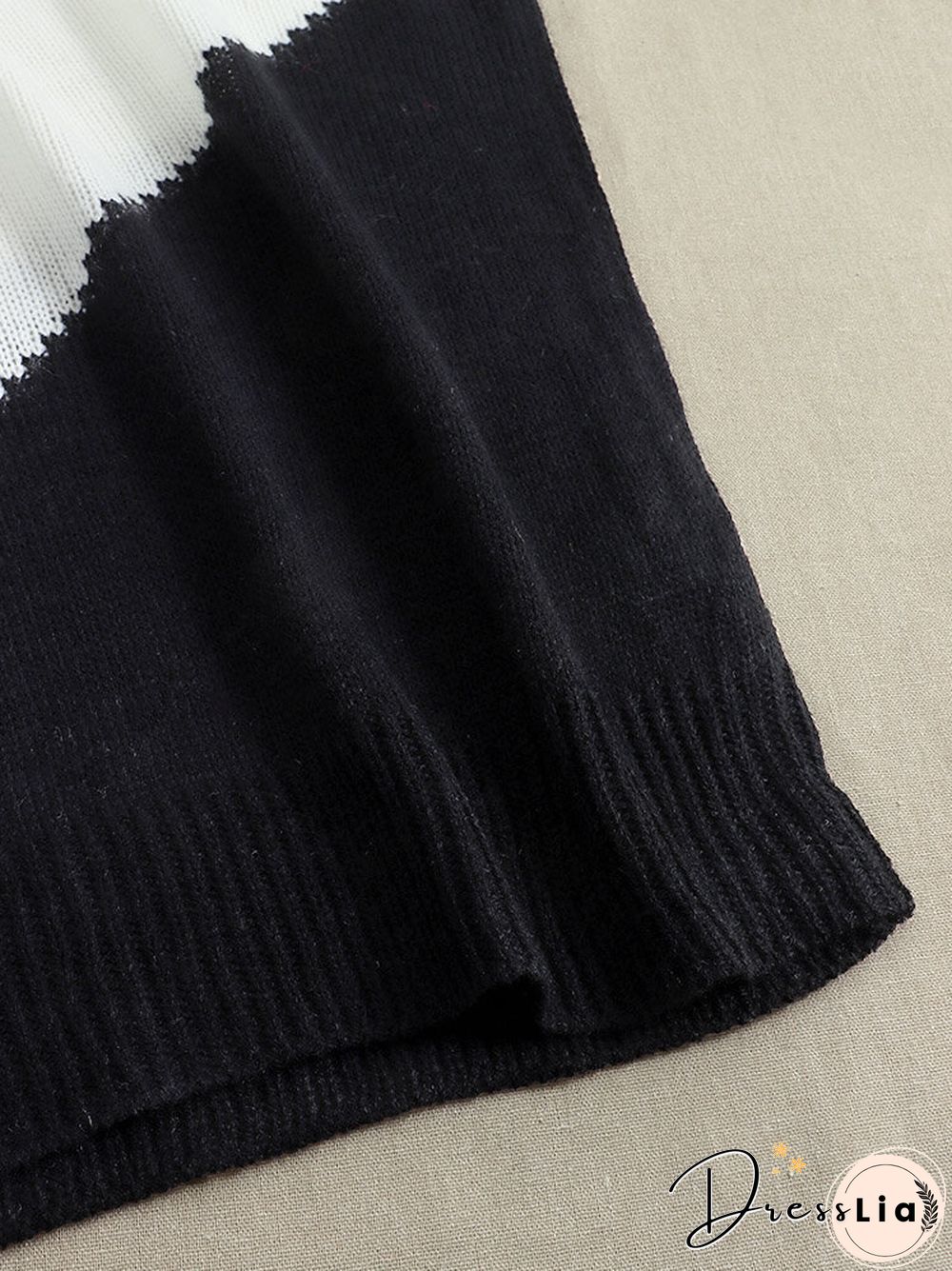 Contrast Color Long Sleeve O-neck Loose Sweater For Women