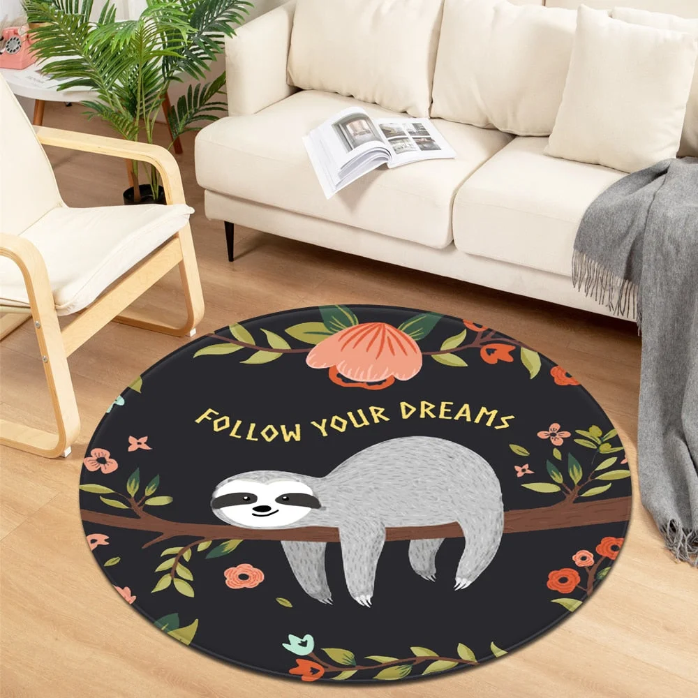 Modern Round Carpet Children Bedroom Bedside Mat Living Room Chair Large Carpet Home Kids Room Decorative Anti-Slip Floor Rugs