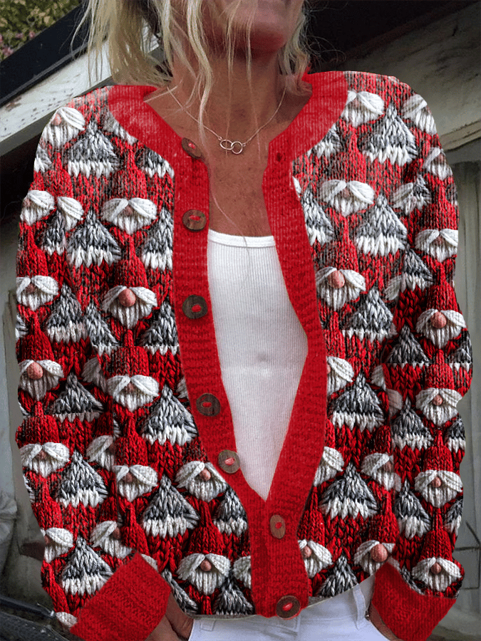 Women's Christmas Printed Comfortable Knitted Cardigan