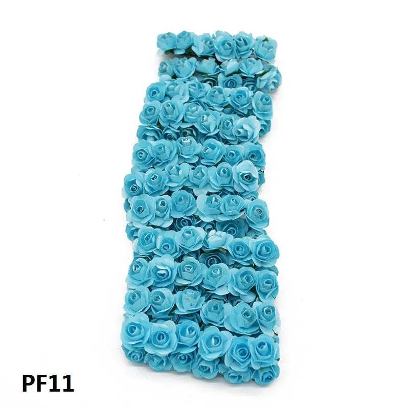 72Pcs/lot 2CM Multicolor Paper Artificial Flowers Mini Rose Flower Head Wedding Bouquet Scrapbooking Party Home Decoration