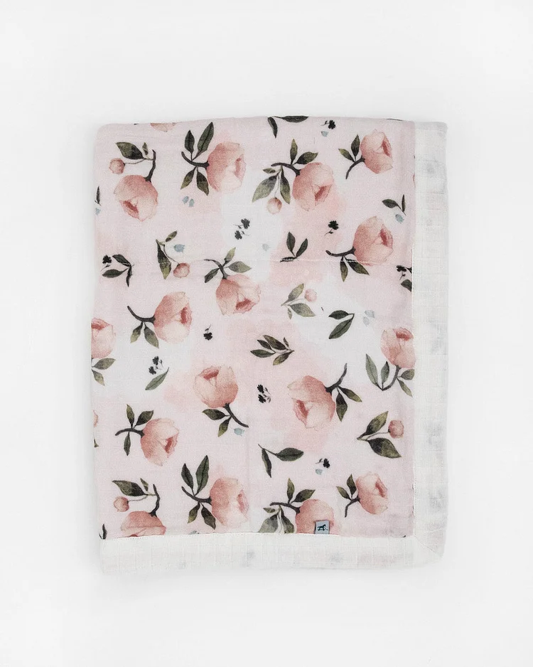 Organic Cotton Muslin Baby Quilt - Watercolor Floret 2