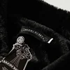 Chrome Hearts Faux Fur Cross Varsity Jacket - Black White Gothic Streetwear 035
