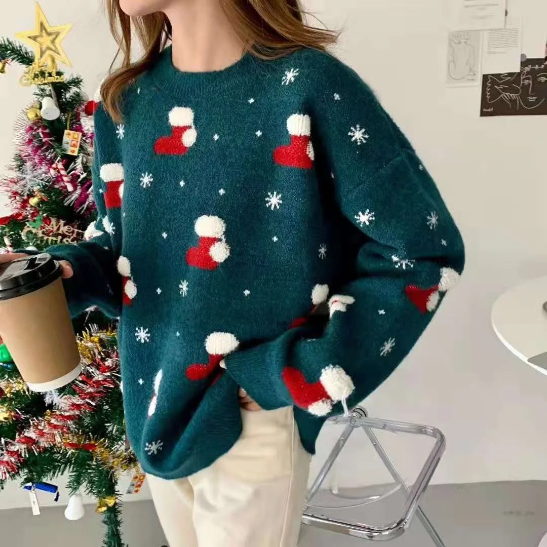 Christmas style loose knitted sweater