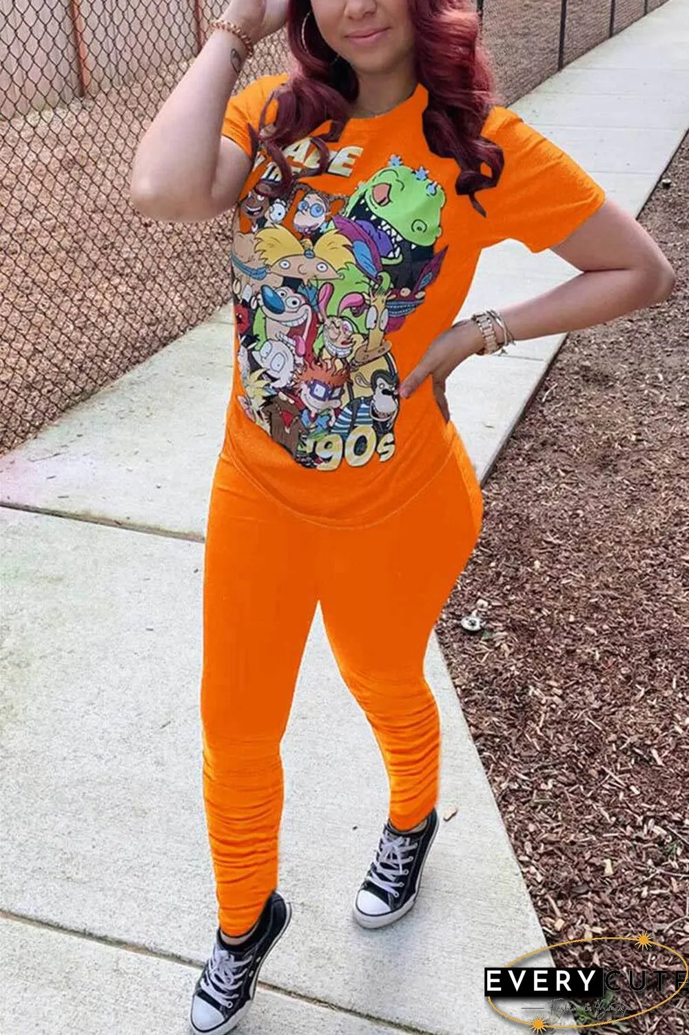 Fashion Cartoon Printed Casual Set