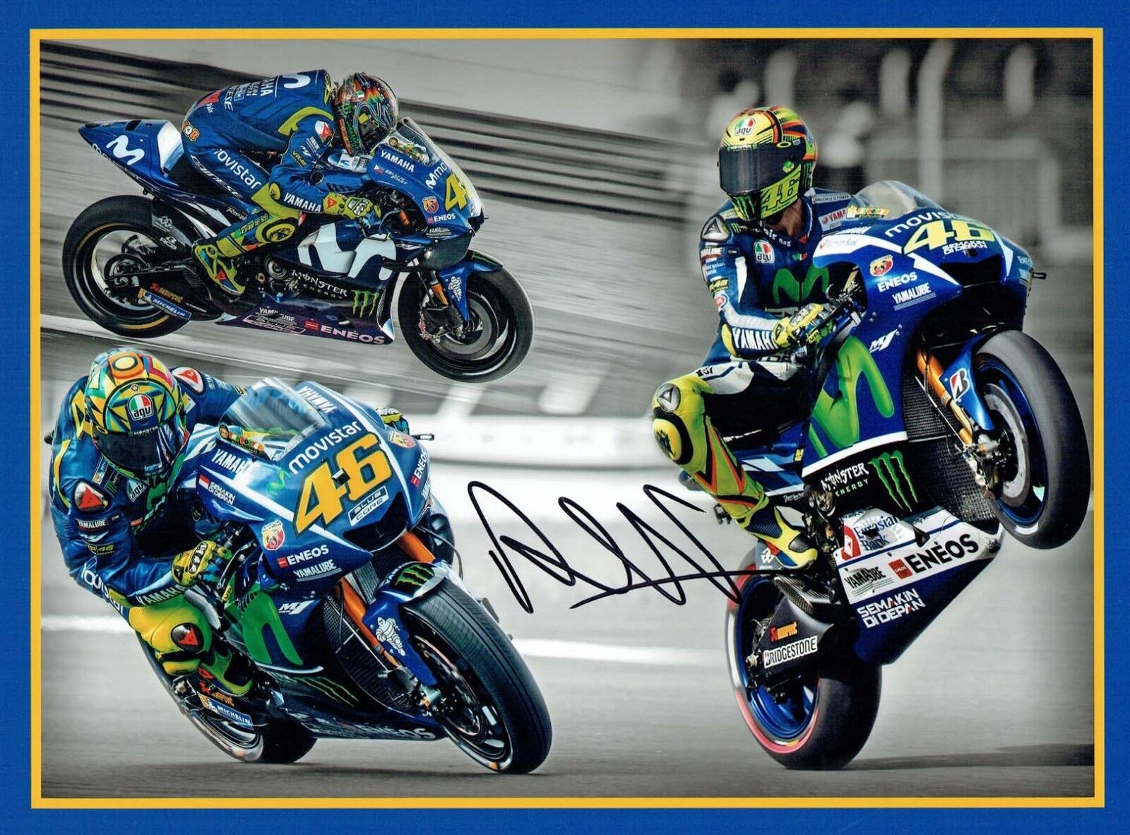 VALENTINO ROSSI Autograph NEW SIGNED 16x12 MONTAGE Photo Poster painting 2 AFTAL COA The Doctor