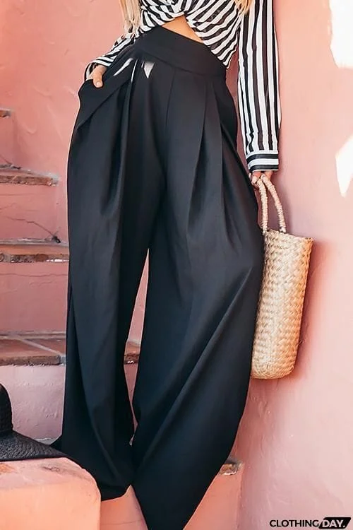 Loose  Pockets Wide Leg Pants