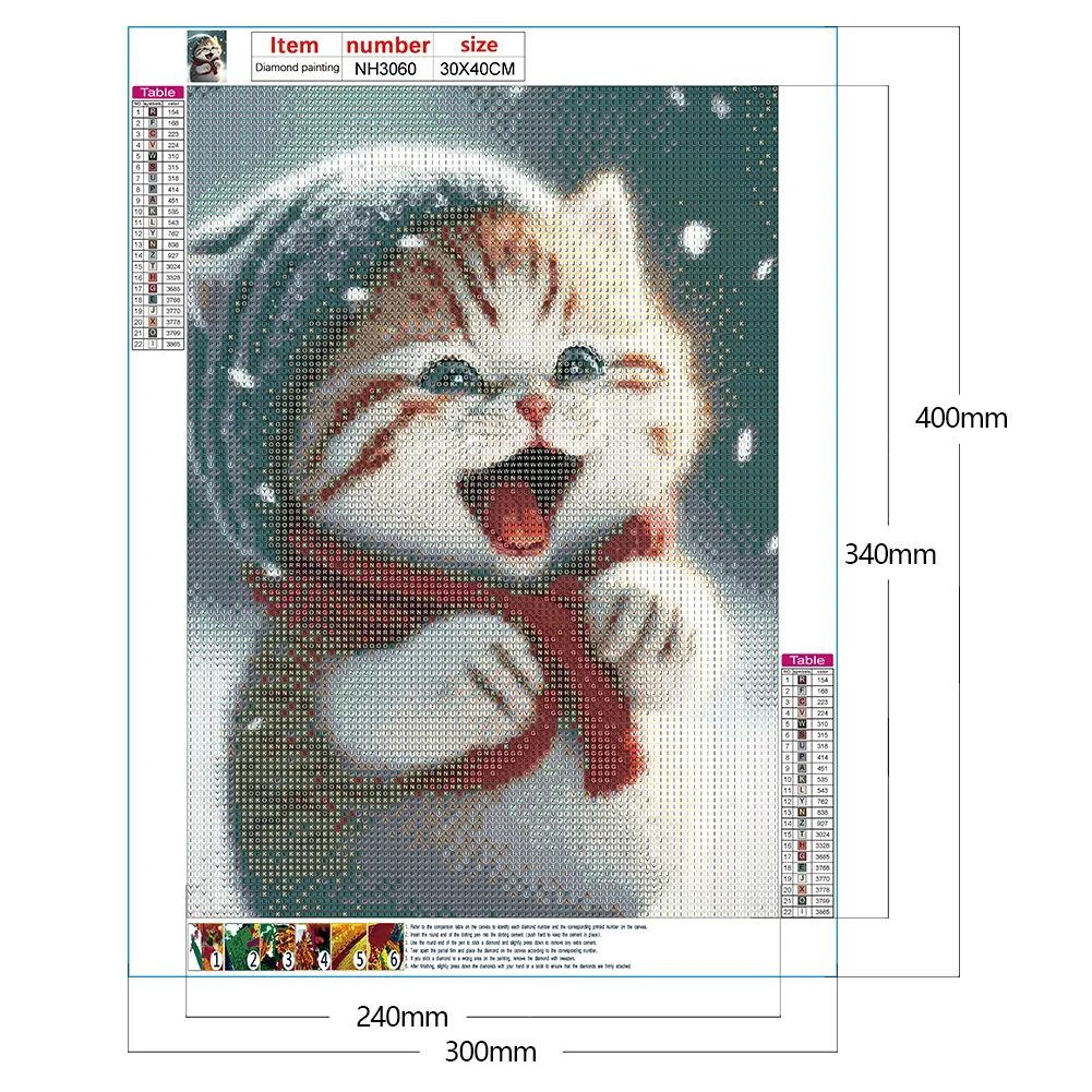 Full Round Diamond Painting 30*40cm - Cute Cat