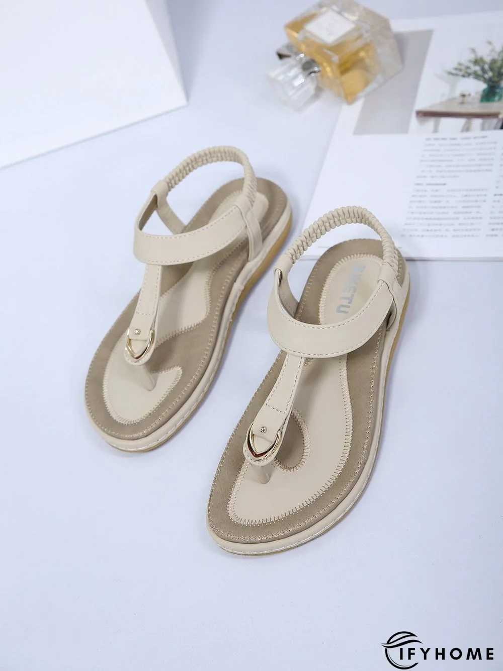 Women's Beach Metal Buckle Trim Flip-On Sandals | IFYHOME