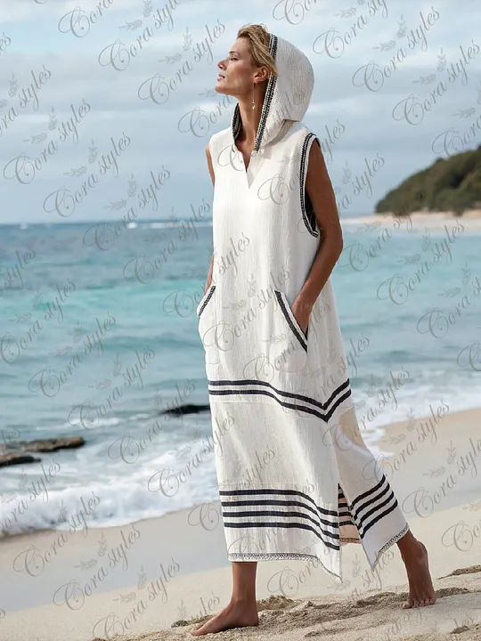 linen hoodie dress Midnight Blue Linen Maxi Dress Hooded Long Sleeve Dress 1140