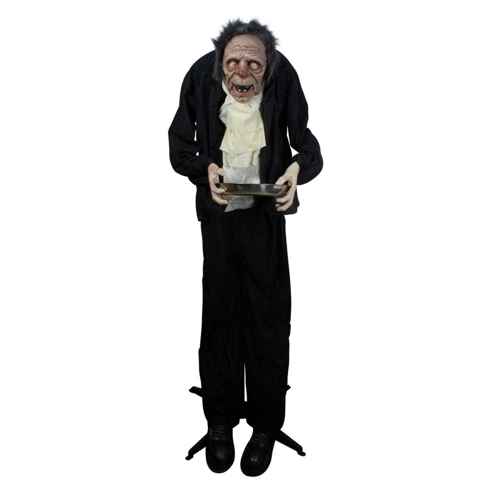 72 in. Lighted Animated Scary Butler Standing Halloween Prop