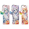 3Pcs DIY Pearl Painting Cat Bookmark with Butterfly Pendant Home Office Supplies Gift for Book Lovers