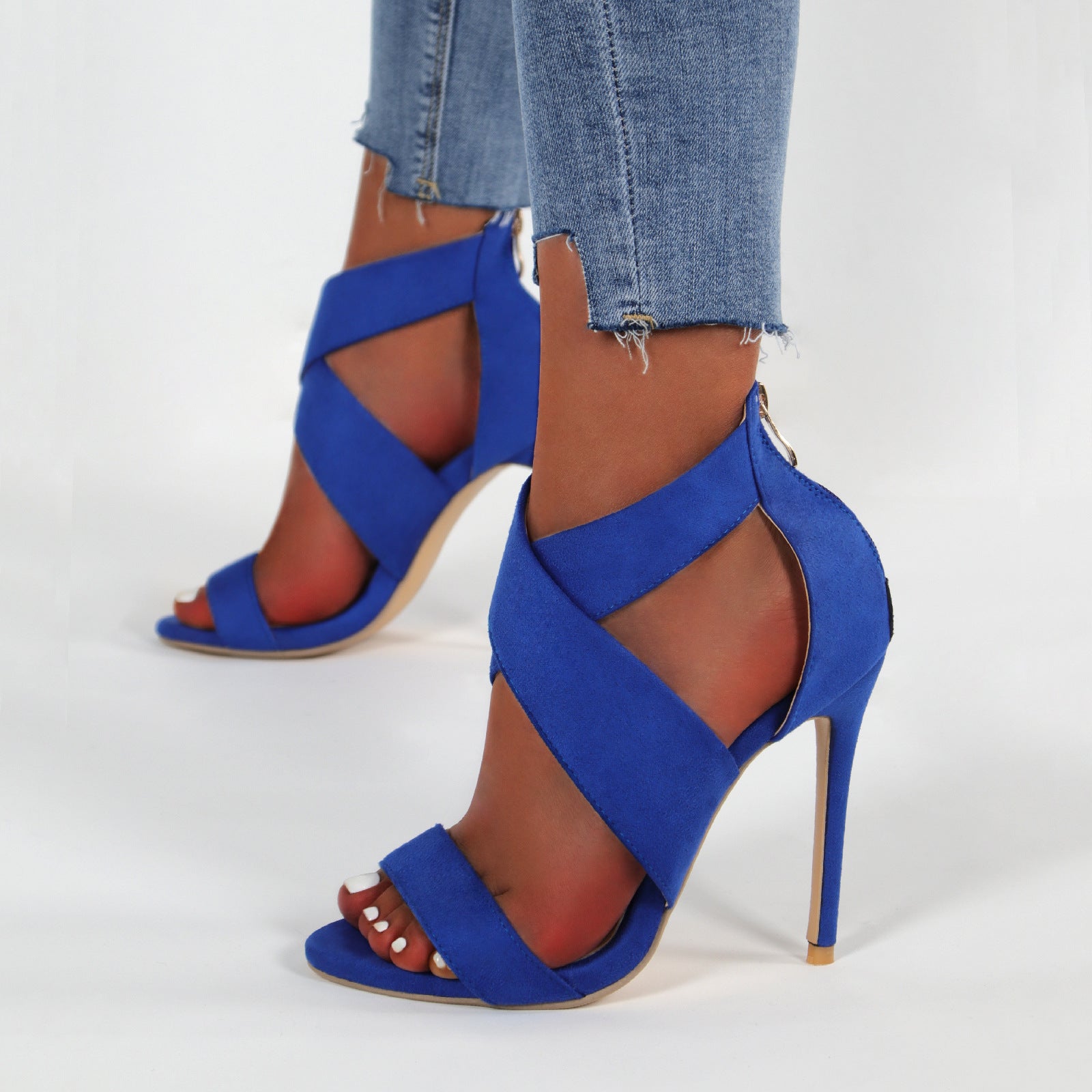 Sexy peep toe criss cross ankle wrapped heels summer party dress stiletto heels
