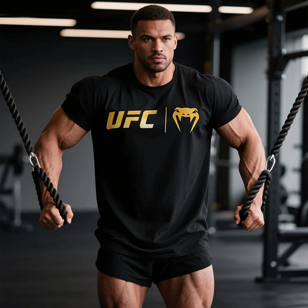 Oversized Loose Fit Short Sleeve T-Shirt Ultimate Fighting Print Top
