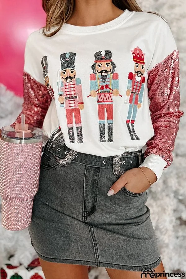 Shiny New Toys Sequined Nutcracker Pullover Sweatshirt