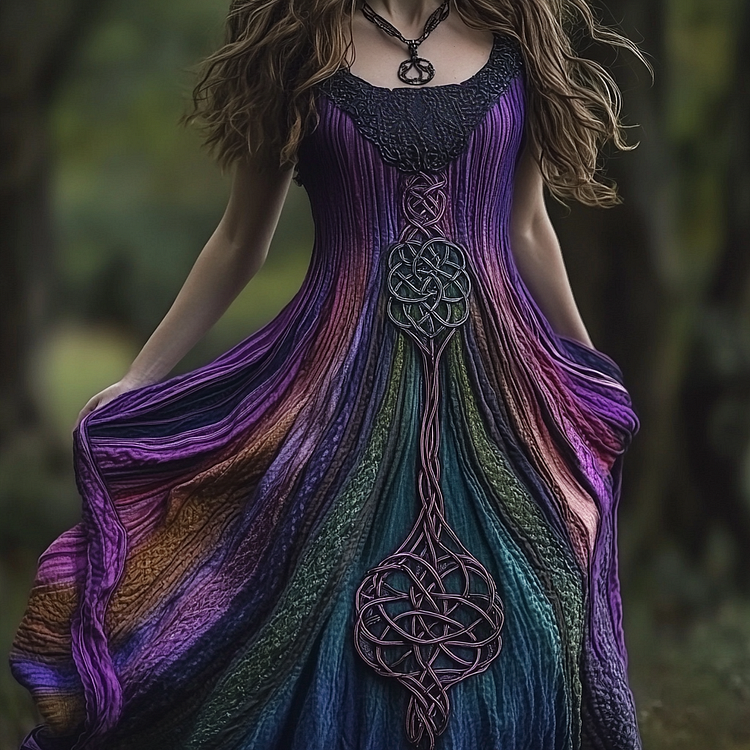 Women's Vintage Viking Tree Of Life Casual Comfort Sleeveless Dress