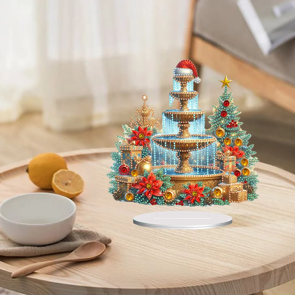 DIY Christmas Fountain Acrylic Special Shaped Diamond Painting Desktop Decor