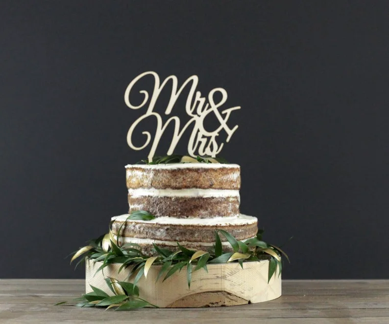 Personalized Cake Topper Decoration For Happy Birthday Party Cake Topper Decor DIY Wood Wedding Cake Mr& Mrs Decorations 515-1