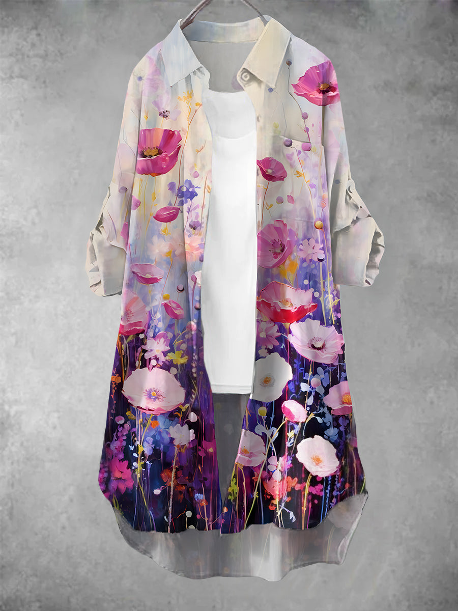 Women's Vintage Floral Art Print Casual Dress