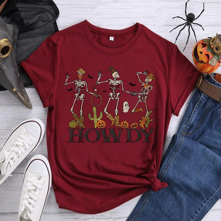 Skeleton Man  Howdy Round Neck T-shirt-0018590