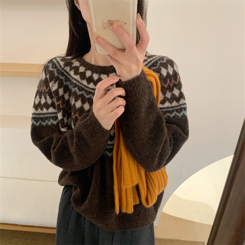 Chicfifth Sweater Women Winter Long Sleeve High Quality Autumn Vintage Top Knitted Cardigan