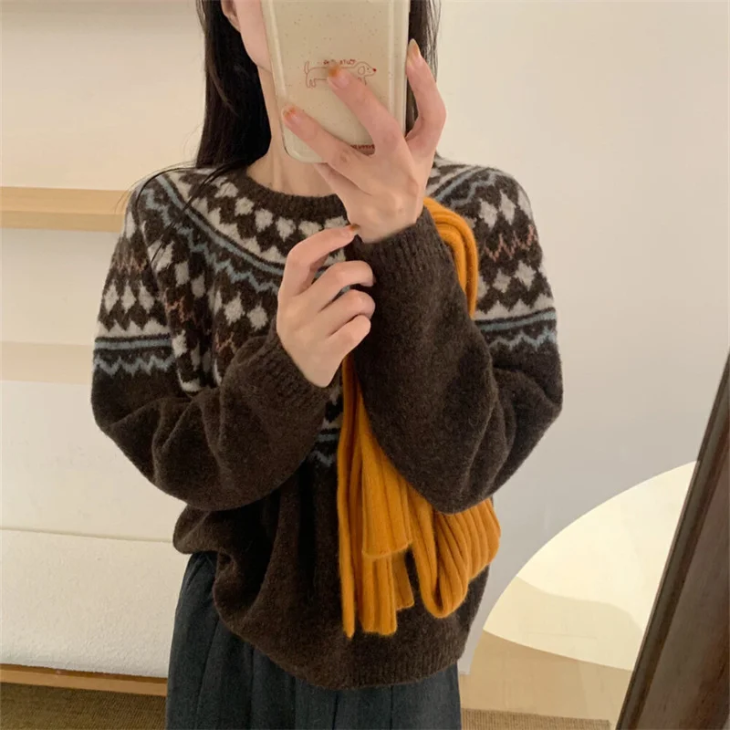 Chicfifth Sweater Women Winter Long Sleeve High Quality Autumn Vintage Top Knitted Cardigan