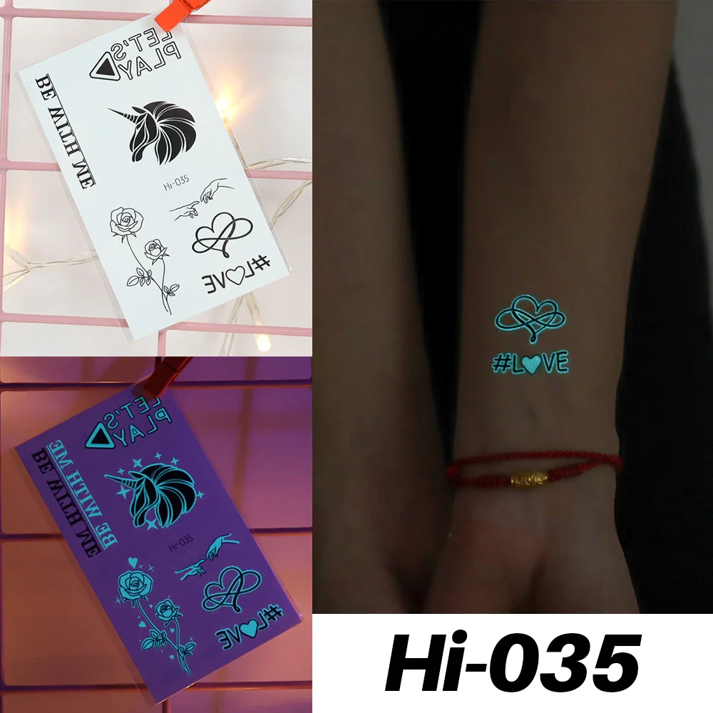 Sdrawing Luminous Glow Tattoo Sticker Snake Deer Glowing Halloween Waterproof Temporary Tatoo Wrist Fake Tatto Body Art Women Men