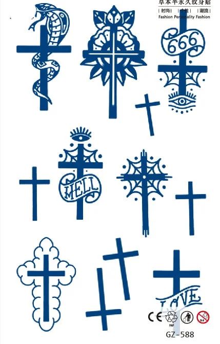 Temporary Tattoo Sticker Skull Wing Flower Cross Juice Ink Lasting Girl Women Chest Neck Hand Finger Fake Small Tatoo Hot Sale